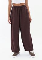 Bayan Bordo Orta Bel Baggy-Fit Pantolon