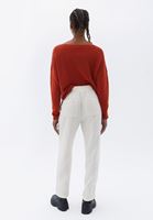 Women Cream High Rise Carrot Fit Pants