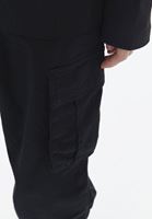 Women Black Mid Rise Cargo Pants with Belt