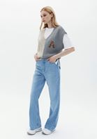 Yüksek Bel Wide-Leg Denim Pantolon