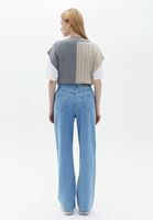 Bayan Mavi Yüksek Bel Wide-Leg Denim Pantolon 