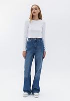 Bayan Mavi Yüksek Bel Wide-Leg Denim Pantolon 