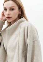 Women Beige Soft Touch Textured Cropped Jacket