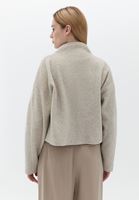 Women Beige Soft Touch Textured Cropped Jacket