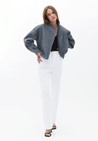 Women Grey Soft Touch Textured Cropped Jacket
