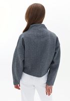Women Grey Soft Touch Textured Cropped Jacket