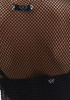 Women Black Fishnet Crop Singlet