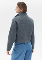 Women Grey Crop Bomber Jacket