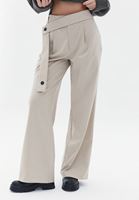 Women Beige Ultra High Rise Wide Leg Pants