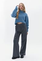 Women Grey Ultra High Rise Wide Leg Pants