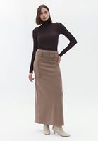 Women Brown Ultra High Rise Maxi Skirt