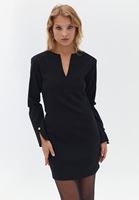 Women Black Mini Dress with Sleeve Detail