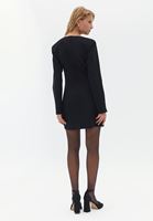 Women Black Mini Dress with Sleeve Detail