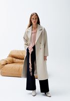 Women Beige Oversize Coat with Buttons