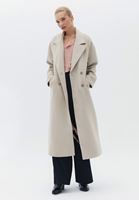 Women Beige Oversize Coat with Buttons