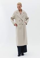 Women Beige Oversize Coat with Buttons