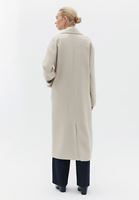 Women Beige Oversize Coat with Buttons