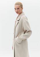 Women Beige Oversize Coat with Buttons