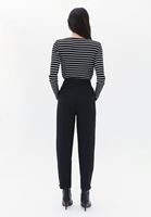 Women Black High Rise Carrot Fit Pants