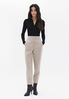 Women Beige High Rise Carrot Fit Pants