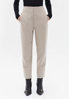 Women Beige High Rise Carrot Fit Pants