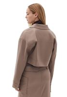 Women Brown Crop Shirt Jacket