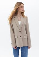 Women Beige Blazer with Buttons