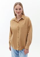 Bayan Kahverengi Oversize Poplin Gömlek