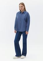 Bayan Mavi Oversize Poplin Gömlek