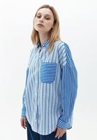 Women Mixed Oversize Shirt with Pocket