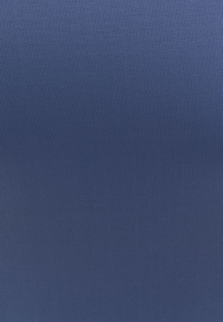 Women Blue Scope Neck Stretch Tshirt