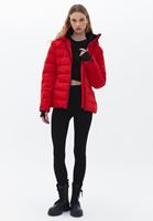 Women Red Quilted Puffer Jacket