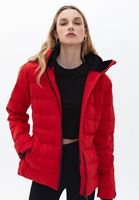 Women Red Quilted Puffer Jacket