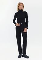 Women Black High Rise Carrot Fit Pants