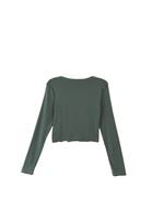 Women Green Crop Tshirt with Long Sleeves