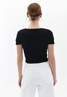 Women Black Cotton Crop Singlet