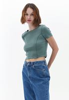 Women Green Cotton Crop Singlet