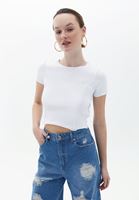 Women White Cotton Crop Singlet