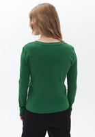 Women Green Cotton Tshirt with Long Sleeves