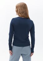 Women Navy Cotton Tshirt with Long Sleeves