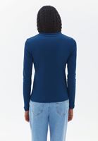 Women Navy Cotton Tshirt with Long Sleeves