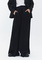 Women Black High Rise Wide Leg Pants