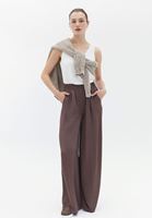 Women Brown High Rise Wide Leg Pants