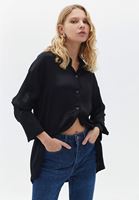 Women Black Loose Fit Satin Shirt