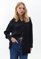 Women Black Loose Fit Satin Shirt