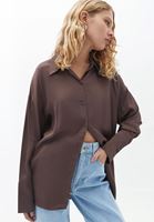 Women Brown Loose Fit Satin Shirt