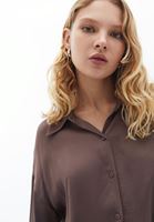 Women Brown Loose Fit Satin Shirt