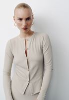 Women Beige Silvery Cardigan