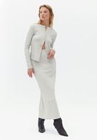 Women Beige High Rise Silvery Maxi Skirt