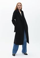 Women Black Suede Maxi Trenchcoat with Belt